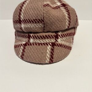 Newsboy Cap Hat Pink & Tan Plaid Women One Size Off brand.